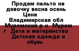 Продам пальто на девочку весна-осень › Цена ­ 400 - Владимирская обл., Муромский р-н, Муром г. Дети и материнство » Детская одежда и обувь   